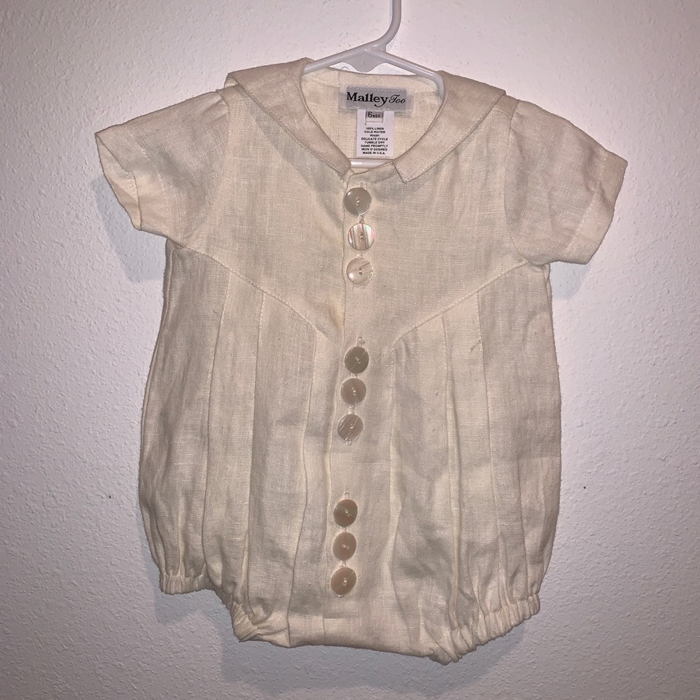 Malley Too cream linen bubble sailor collar new